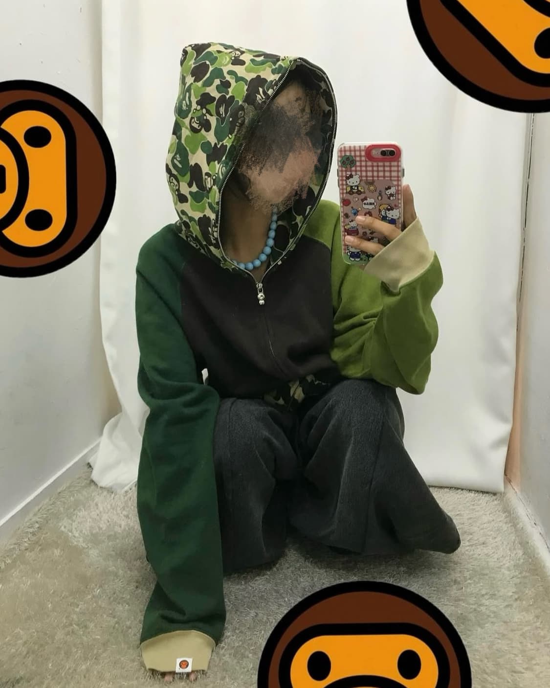 베이프 마일로 카모 배색 후드집업 상품이미지1