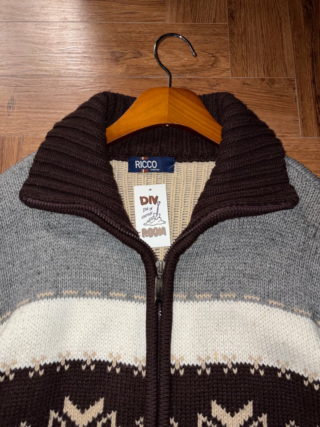 빈티지 노르딕 니트 집업 상품이미지4