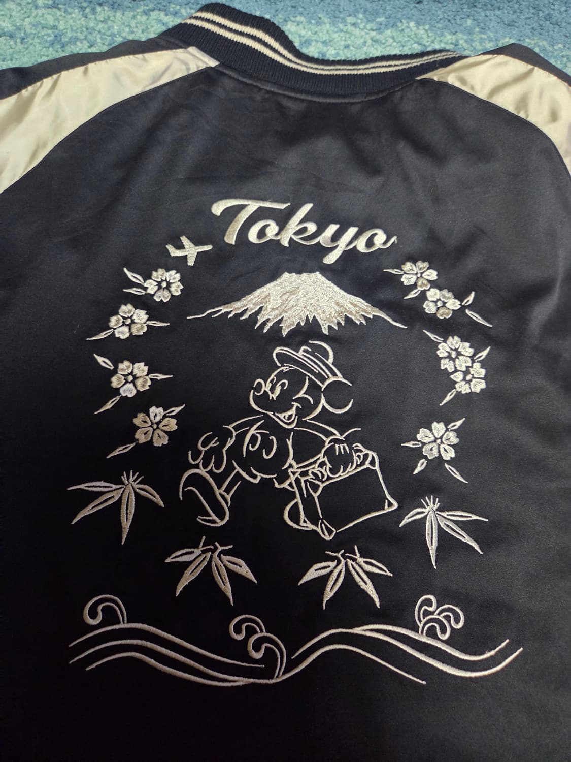 일본 빈티지 블랙 화이트 미키마우스 콜라보 스카잔 스카잔 자켓 M 상품이미지5