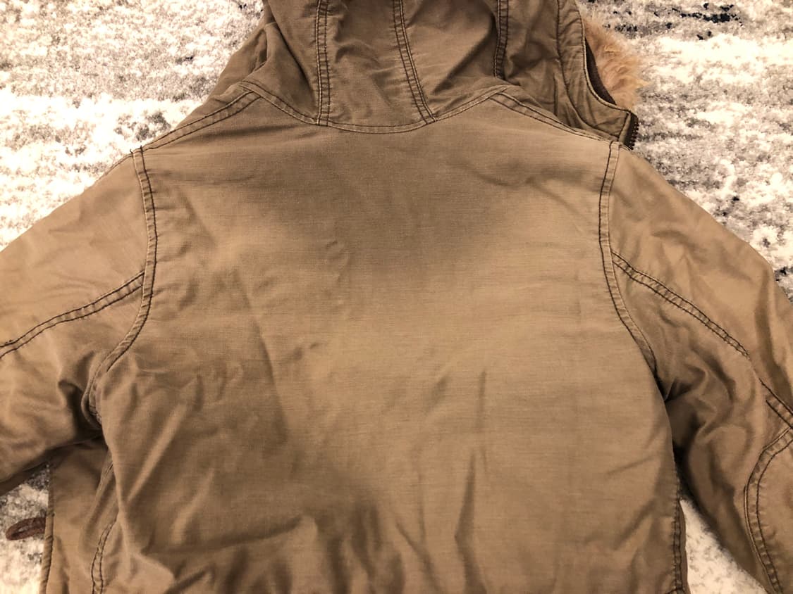 00‘s • y2k 카키 퍼 후드 패딩 상품이미지5