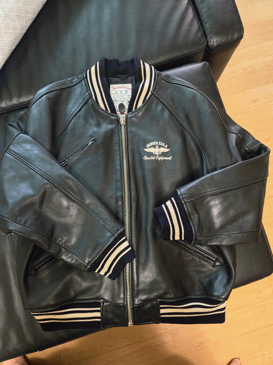 Varsity Leather Jacket / Black 상품이미지2