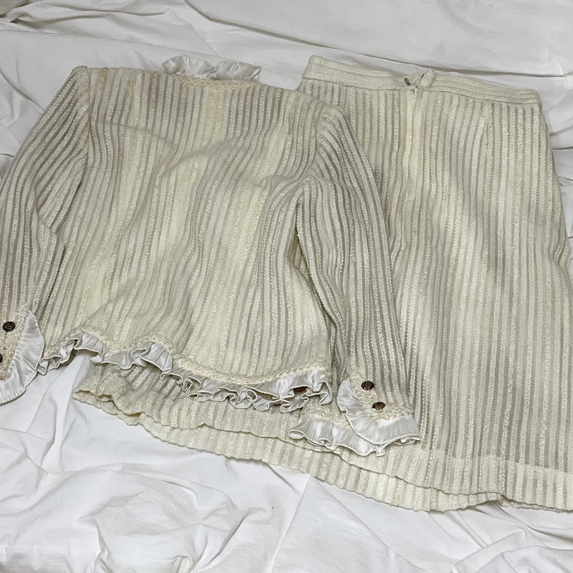 빈티지 ) 화이트레이스 금사트위드 셋업 상품이미지6