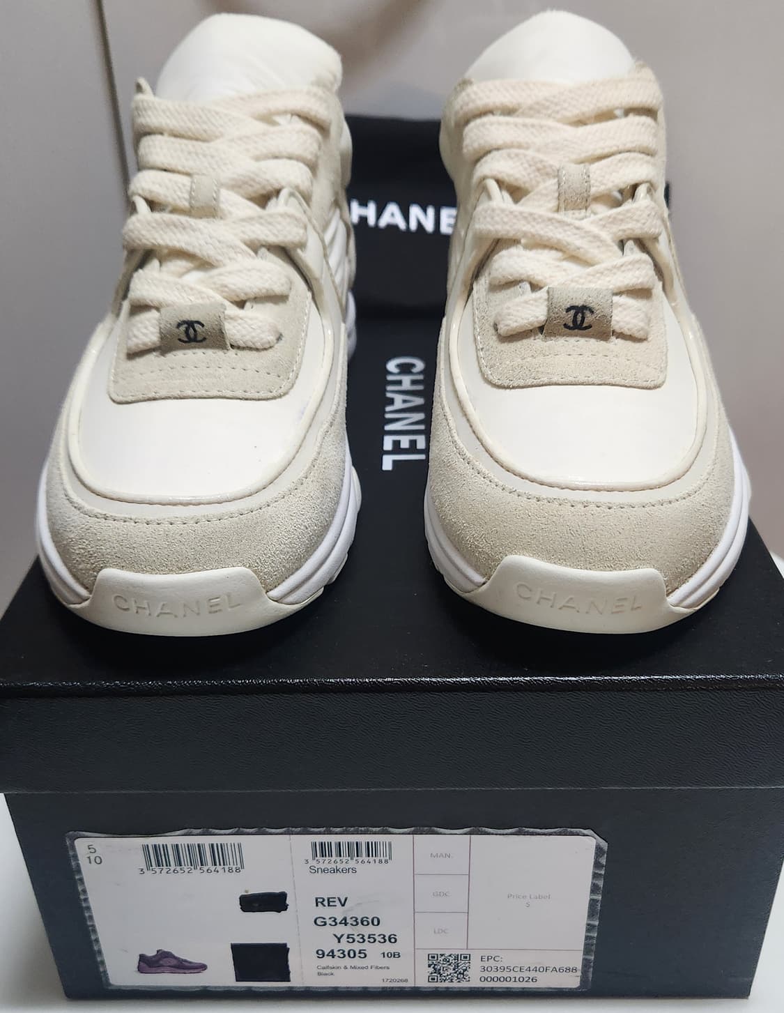 [정품]샤넬 스니커즈 운동화 CC로고 크루즈 테니스 38 새상품급 한정판 상품이미지5