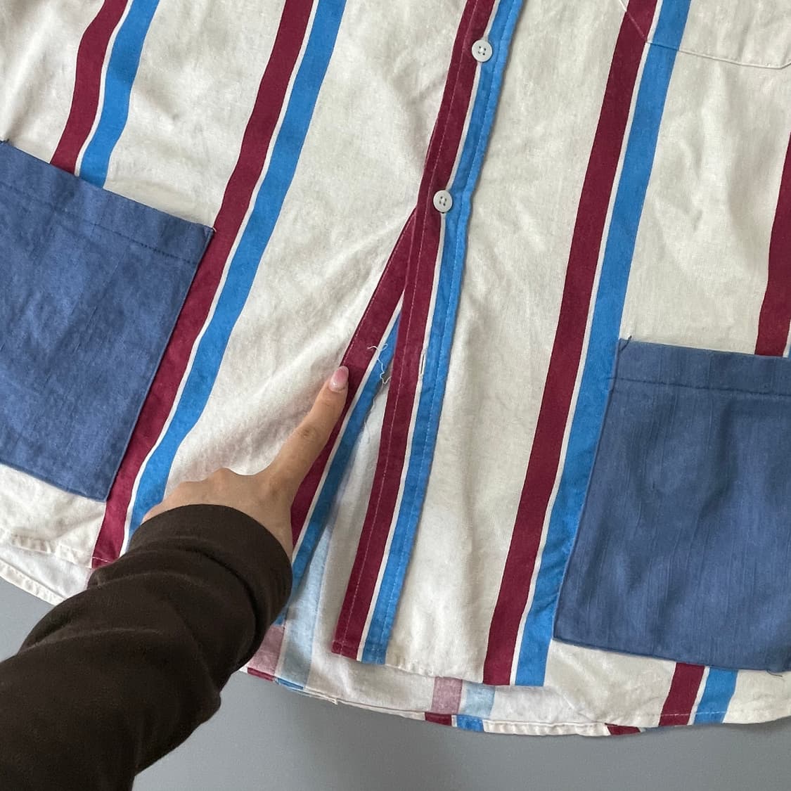 스프라이트 배색 포켓 코튼 셔츠 L 상품이미지6