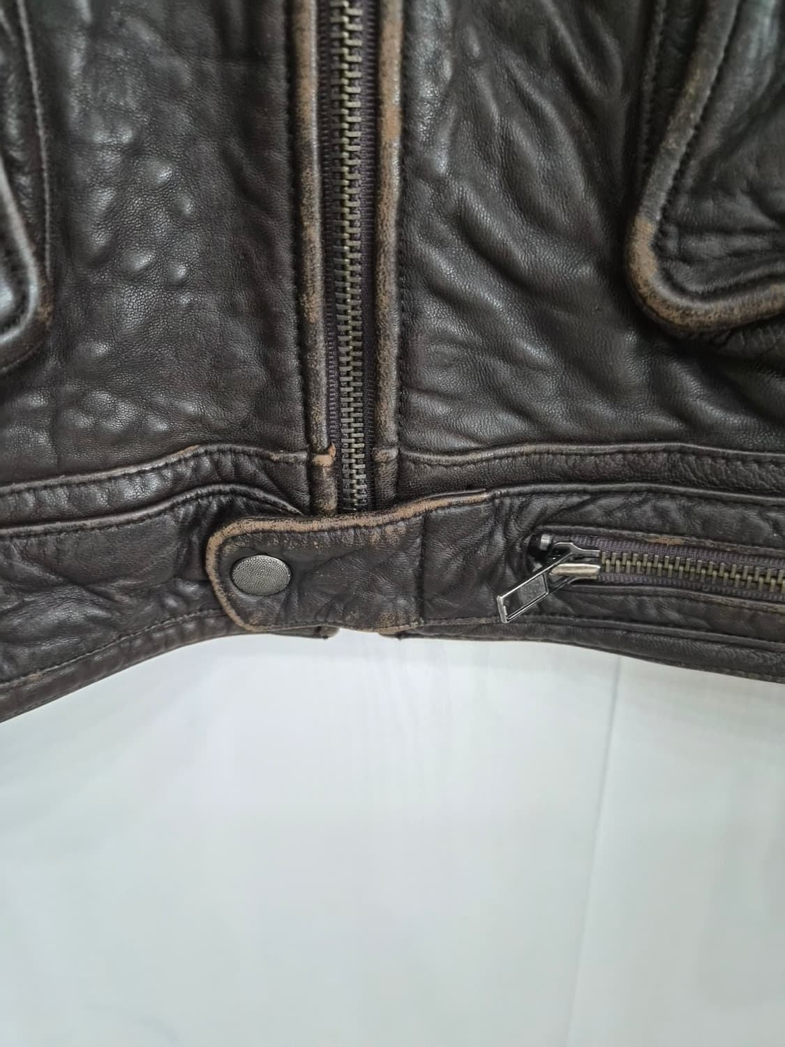 빈티지 양가죽 남성 에이징 바이커 쟈켓 상품이미지3