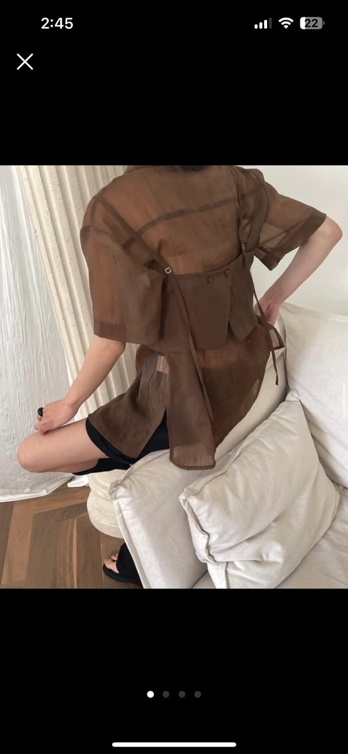 하이원스 브라운 시스루 블라우스set 상품이미지1