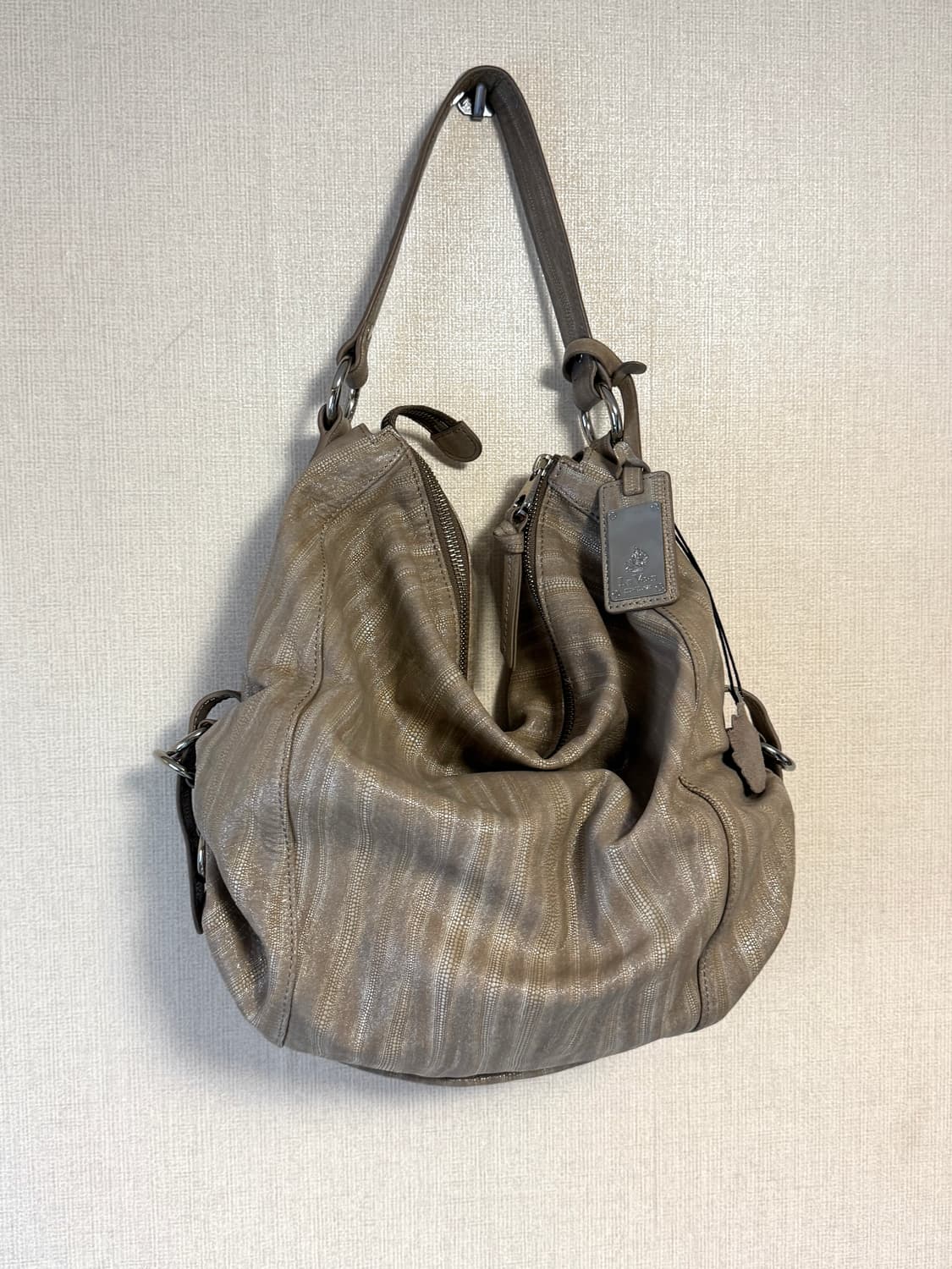 베이지 레더 숄더백 빈티지 상품이미지3