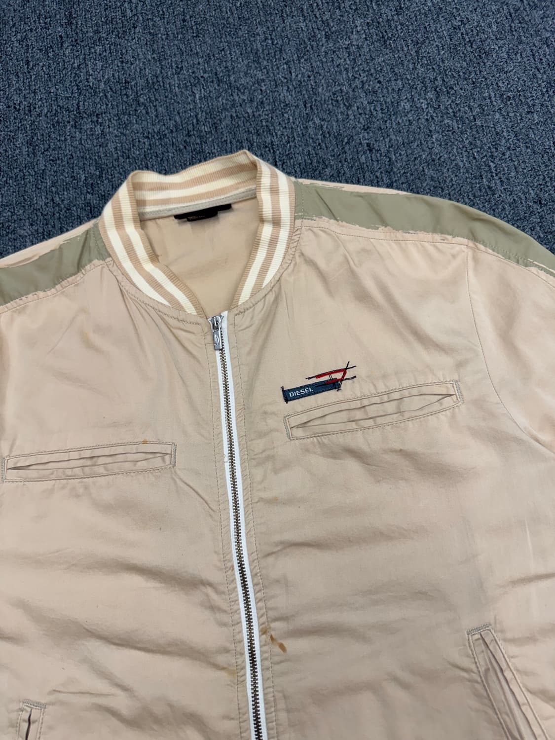 M)디젤 빈티지 베이지 코튼 블루종 자켓(오염) 상품이미지2