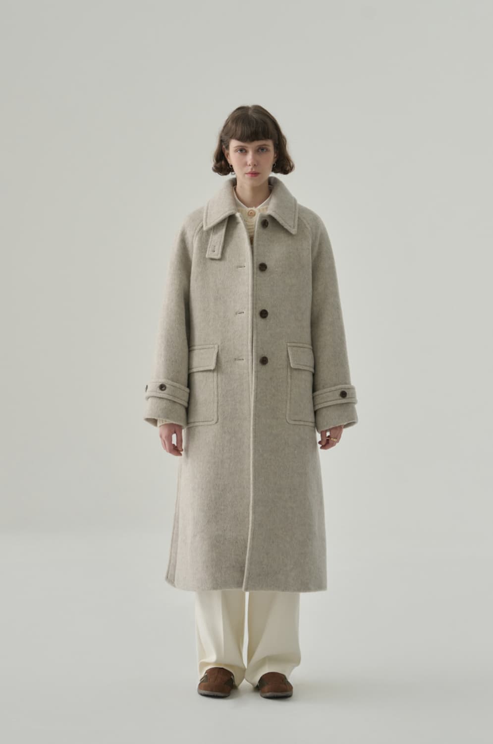 드로우핏우먼 래빗 앙고라 울 발마칸 롱 코트 오트밀 상품이미지1