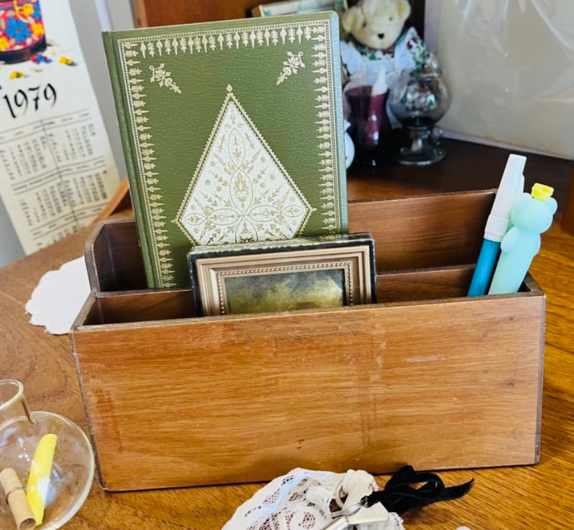 미국 빈티지 원목 정리함 2단 북엔드 책꽂이 인테리어 소품 상품이미지2