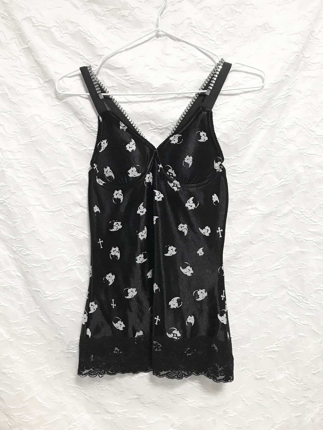 빈티지 tutuha 튜튜하 펑크 고딕 지퍼 디테일 해골 슬리브리스 탑 상품이미지2