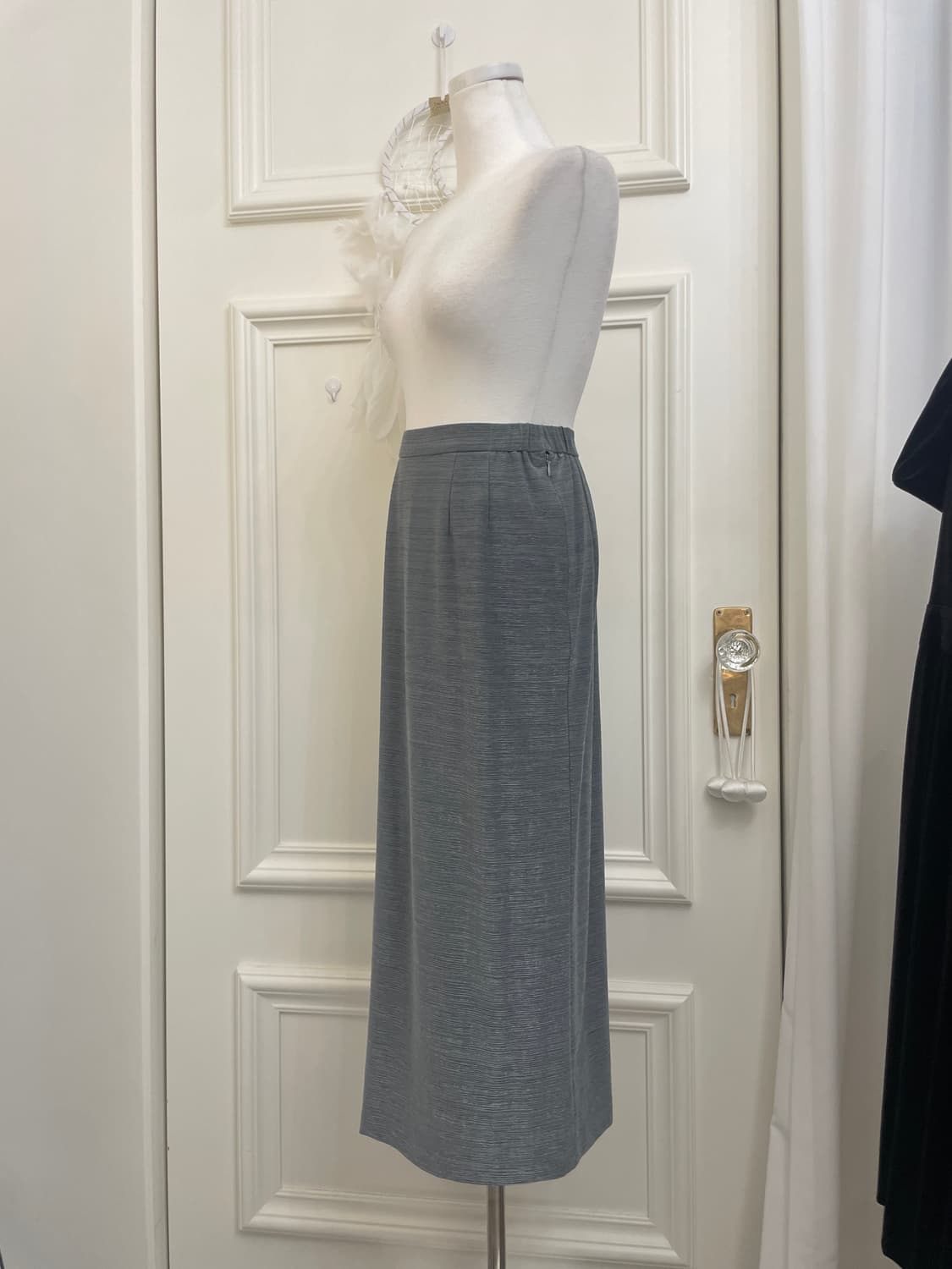 charcoal pleats basic long skirt 상품이미지2