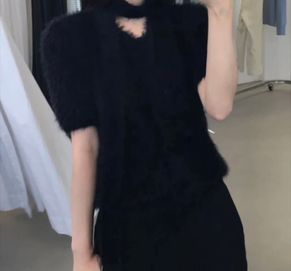 GBH 블랙 밍크퍼 가디건 상품이미지4