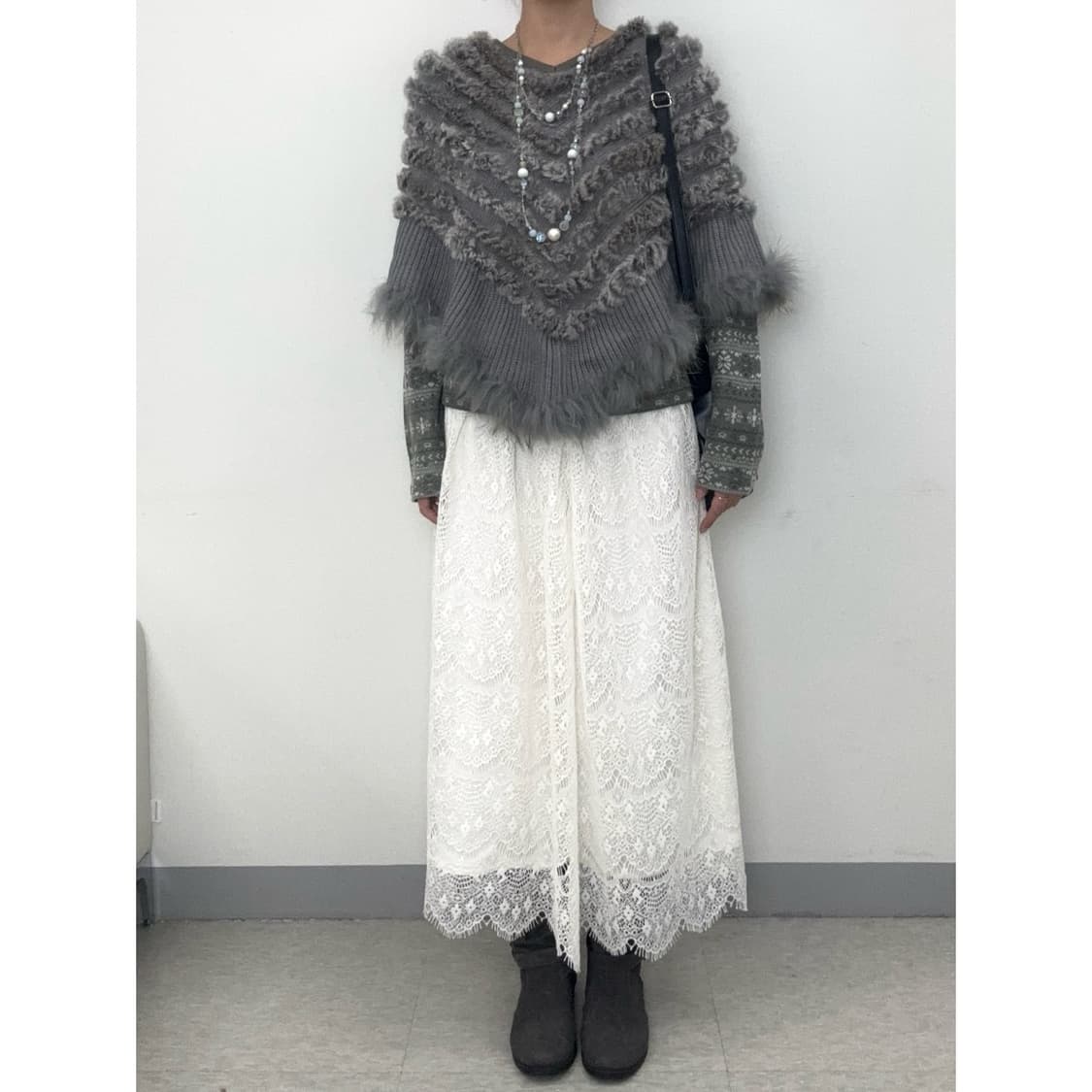 빈티지 아이보리 레이스 샤 스커트 상품이미지2