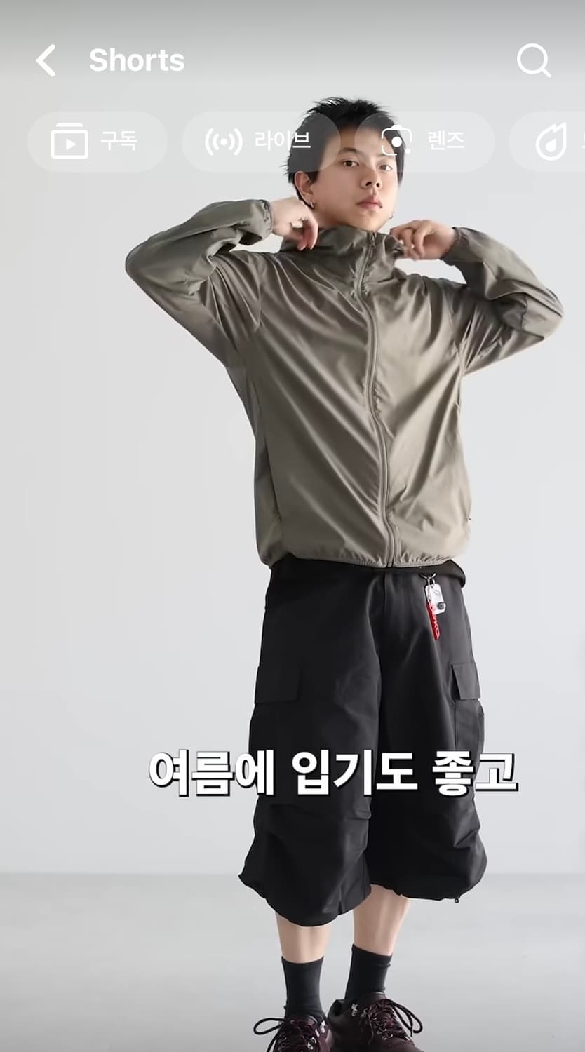 유니클로 UV 포켓터블 바람막이 올리브 S (새상품) 상품이미지4