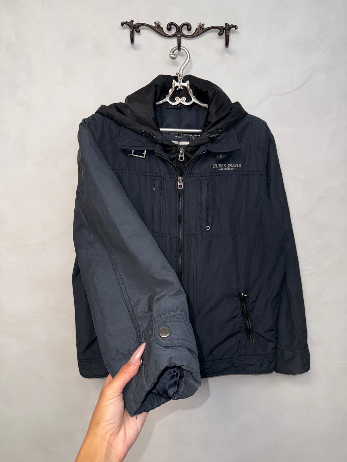 Guess black buckled hood padded jumper  상품이미지2