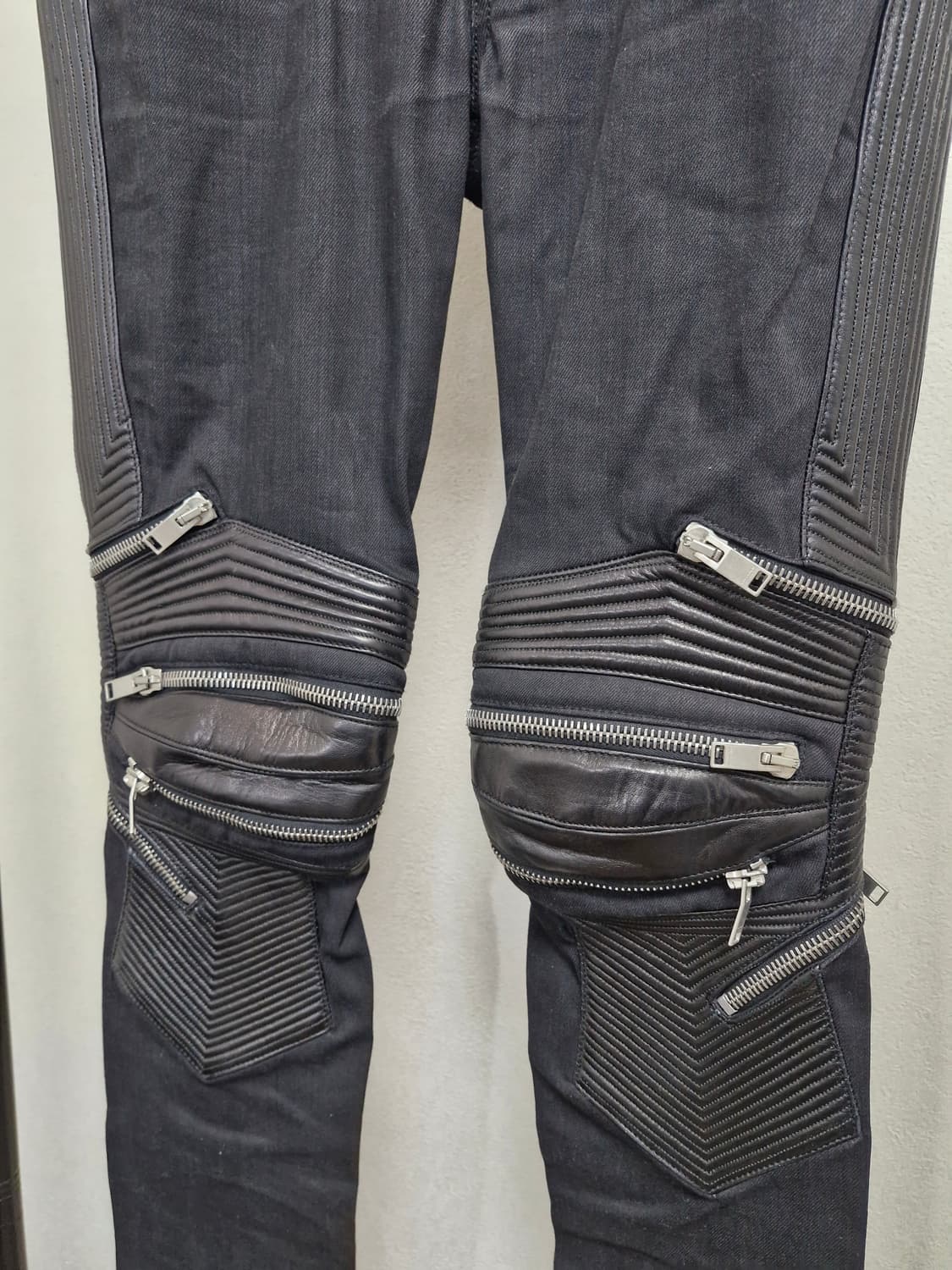 [31] SLP 생로랑 FW13 D04 레더 패널 지퍼 바이커 진 상품이미지4