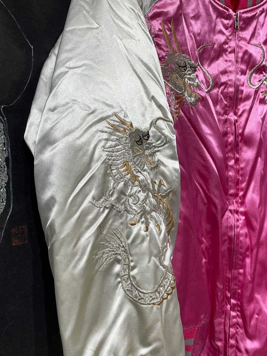 JPN 일본빈티지 핑크 대장급 용 자수 스카잔 빅로고 스카쟌 상품이미지8