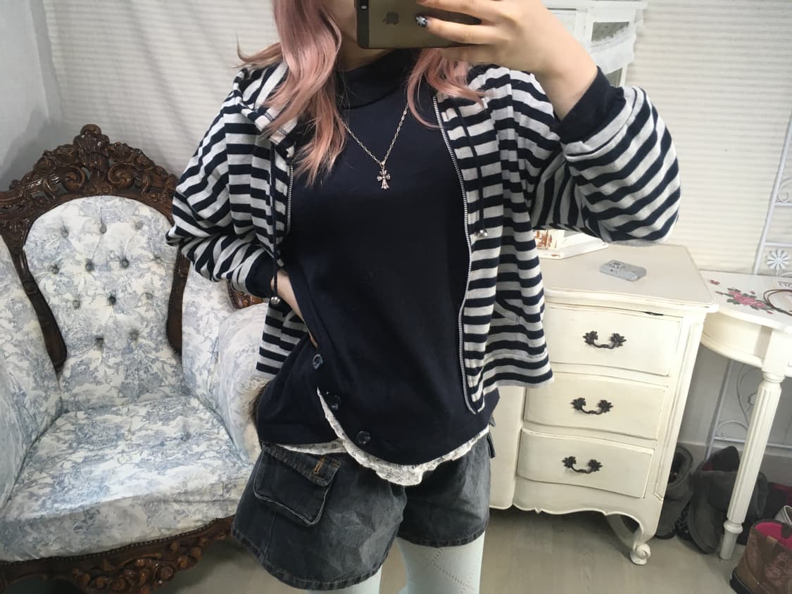 Set)네이비후드집업 + 레이스풀오버 상품이미지2