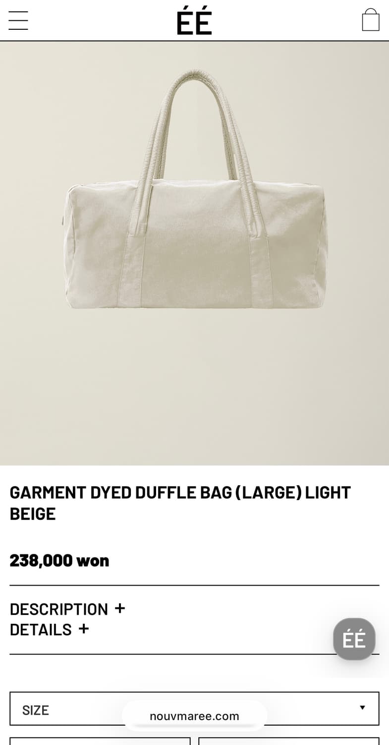 EE   GARMENT DYED DUFFLE BAG (LARGE) 상품이미지1