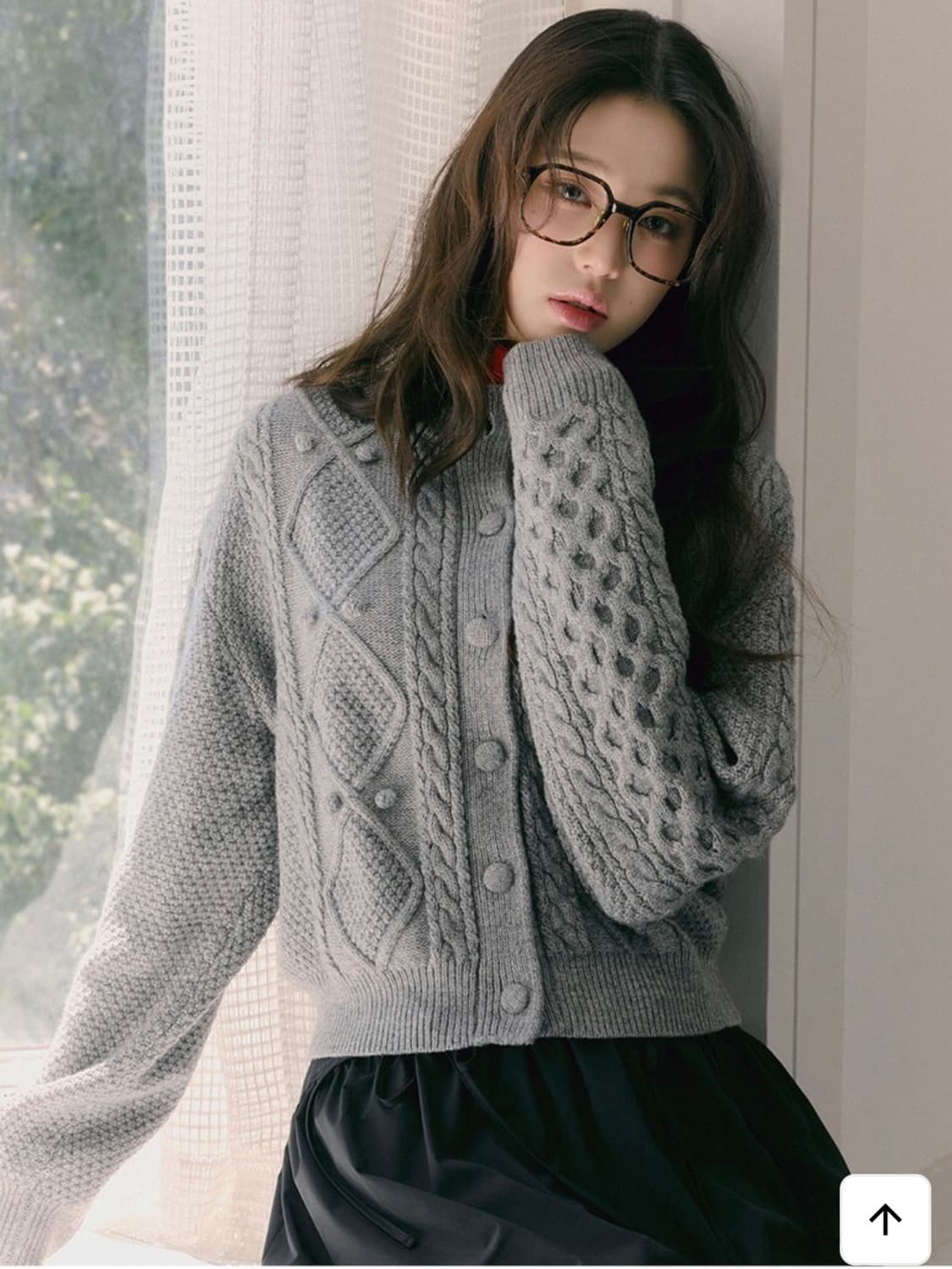 로라로라 rolarola 울 버튼 케이블 가디건 그레이 상품이미지1