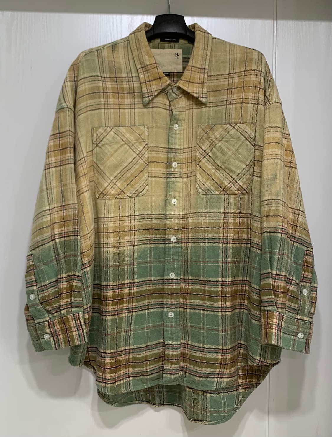 [XS] R13 알써틴 드롭 넥 워크 셔츠 그린 그라데이션 상품이미지1