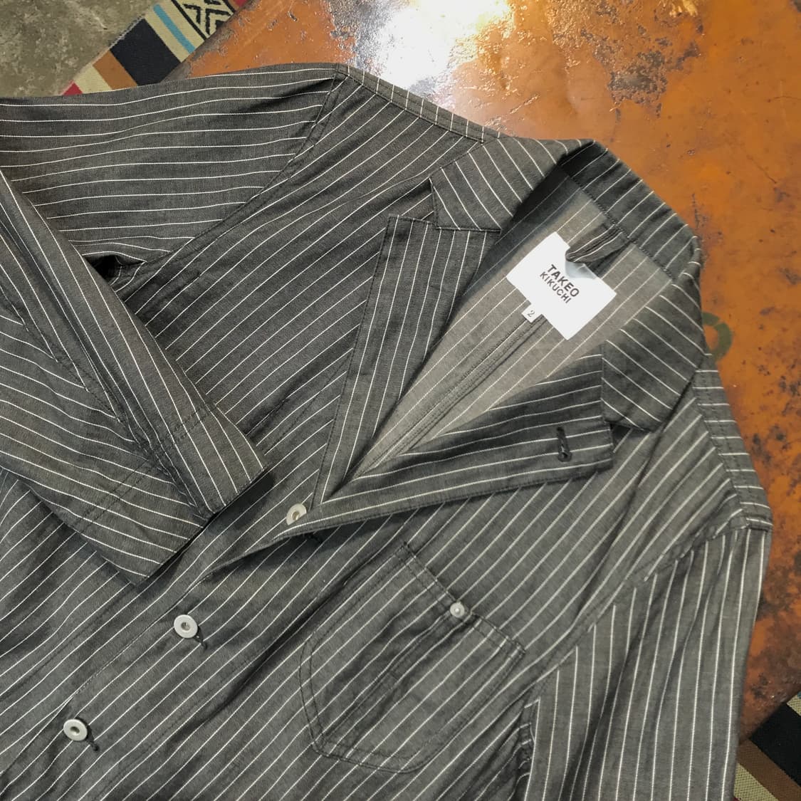 Japan 타케오 키쿠치 차콜 스트라이프 자켓 남성 100 여성 66 상품이미지2