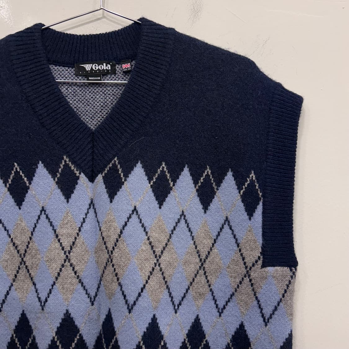 GOLA 클래식 다이아몬트 패턴 니트 베스트 상품이미지1