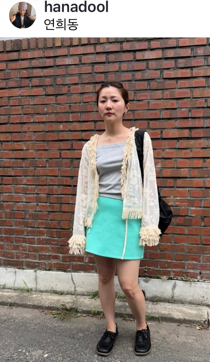 (셋업) 아우어솔티 프린지 가디건, 소르벳 미니 스커트 (새상품) 상품이미지3