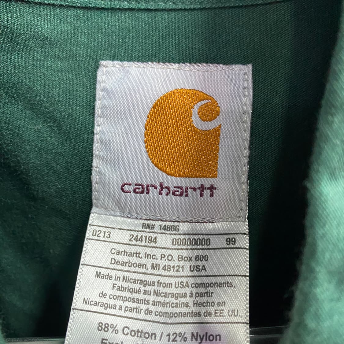 칼하트 패치로고 그린 워크 셔츠 B3644 상품이미지4
