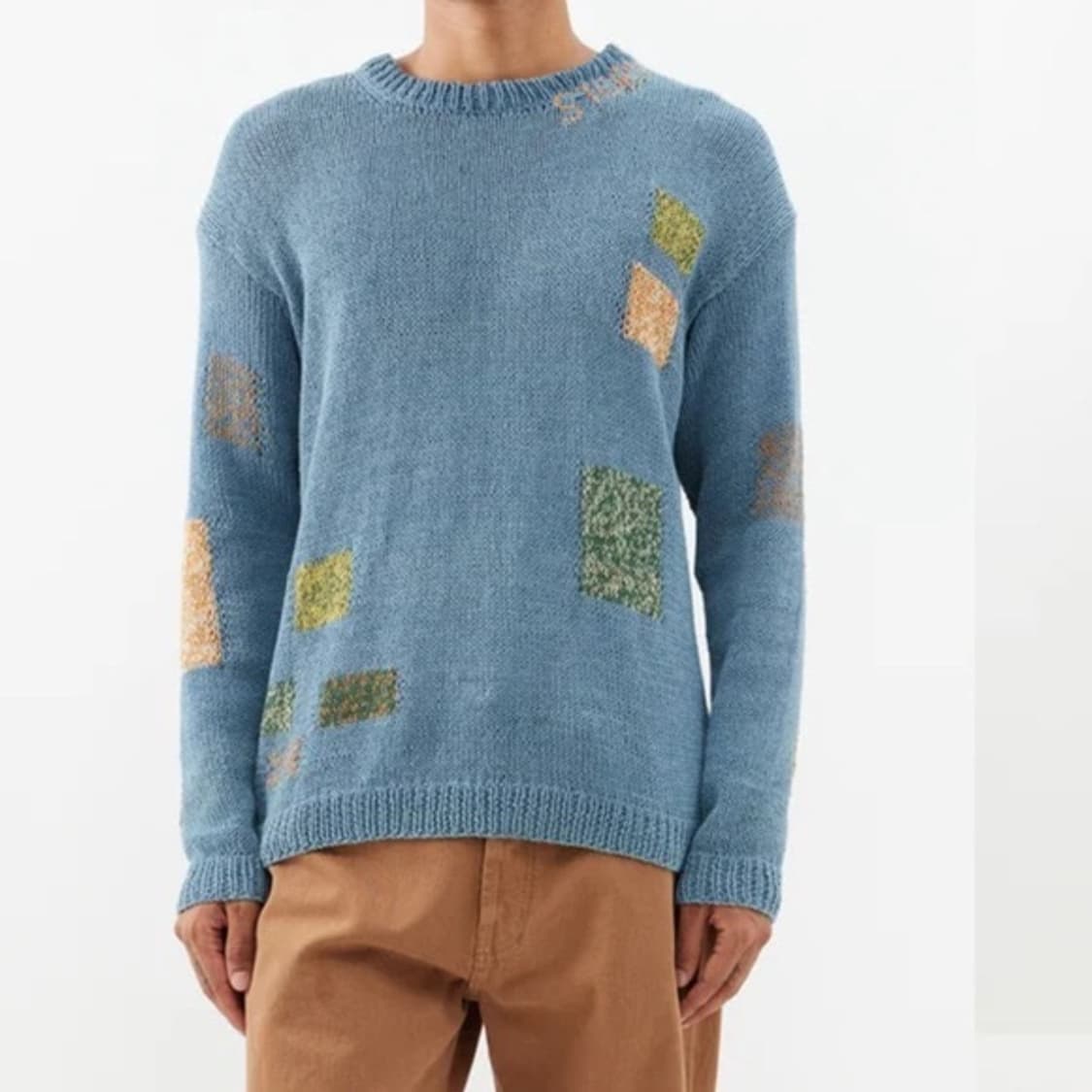 Story mfg 패치워크 오가닉 코튼 스웨터 (블루/L) 상품이미지7