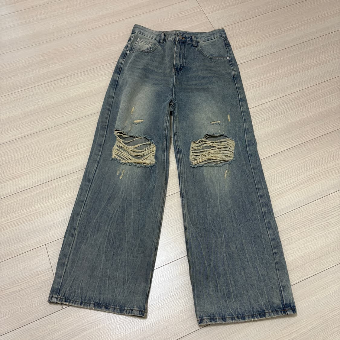 에이블리 리즈리버 빈티지 데미지 데님 팬츠 상품이미지2