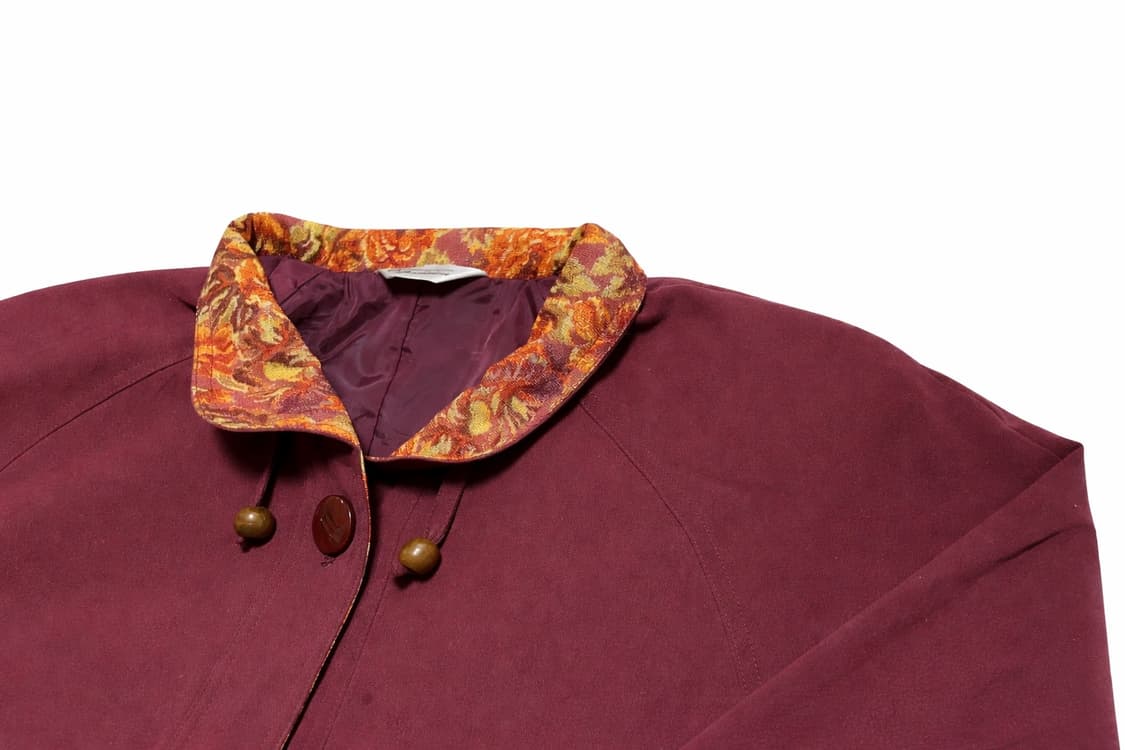 JPN 90s~00s 빈티지 Expression 패턴카라 버건디 자켓 L 상품이미지4