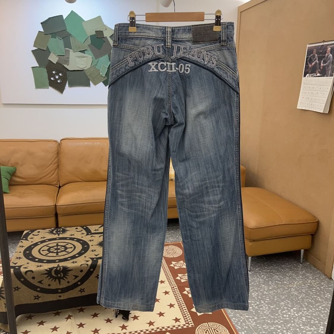 푸부 올드스쿨 Y2K 힙로고 데님 팬츠 27인치 C08676 상품이미지4