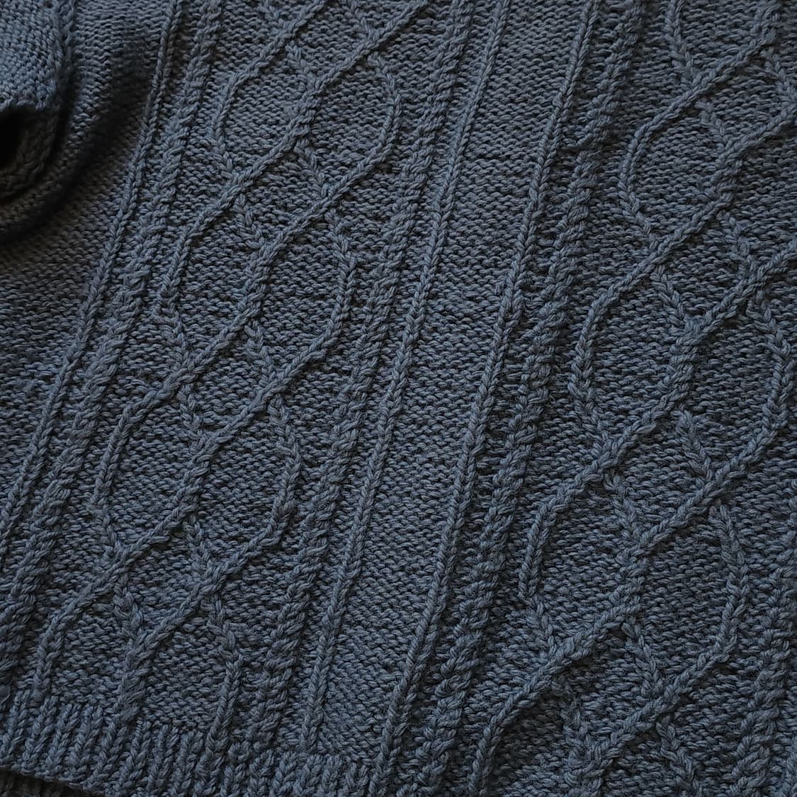 90s 프렌치 핸드메이드 울 가디건 유럽 헤비울 스웨터 버튼 가디건 블루 상품이미지9