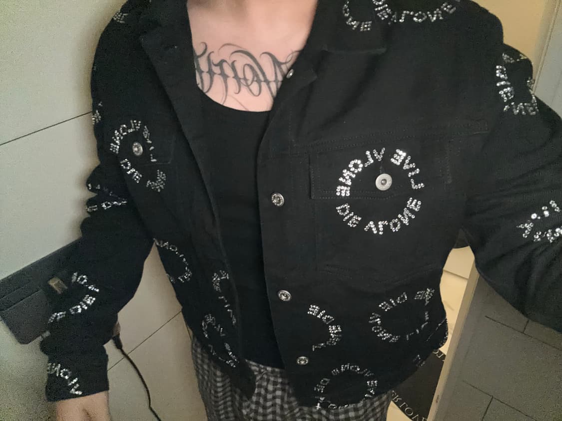 브이론 라인스톤 데님자켓 L 상품이미지2