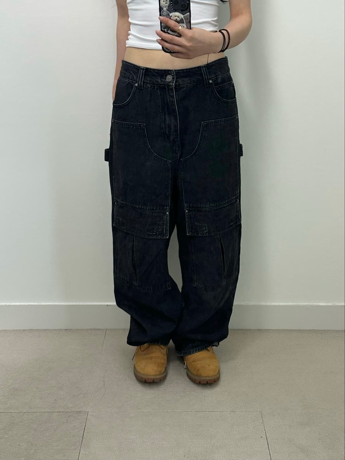 메종미네드 블랙 더블니 데님 카고 팬츠 상품이미지2