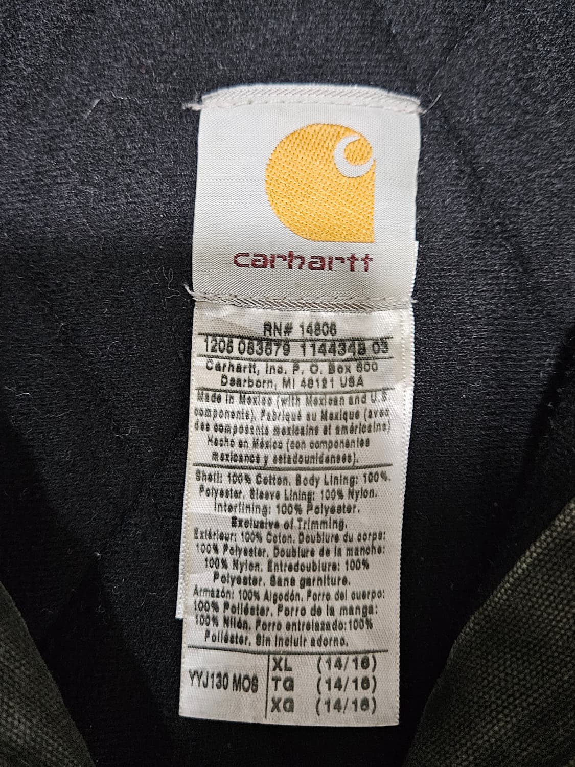 칼하트 액티브 자켓 j130 mos 모스그린 판매합니다 상품이미지2