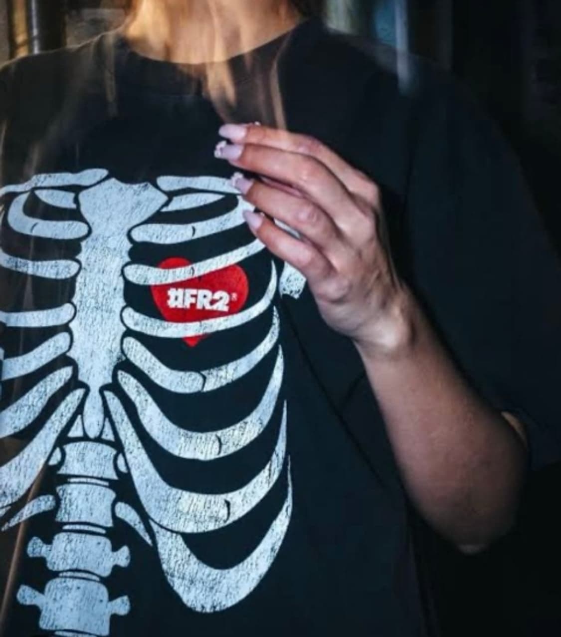 FR2 가먼트다잉 Bone 티셔츠 블랙 상품이미지3