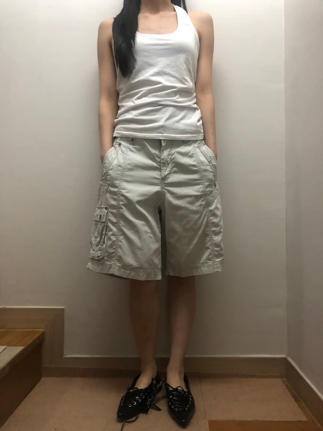 빈티지 라이트그레이 카고 버뮤다 팬츠 상품이미지4