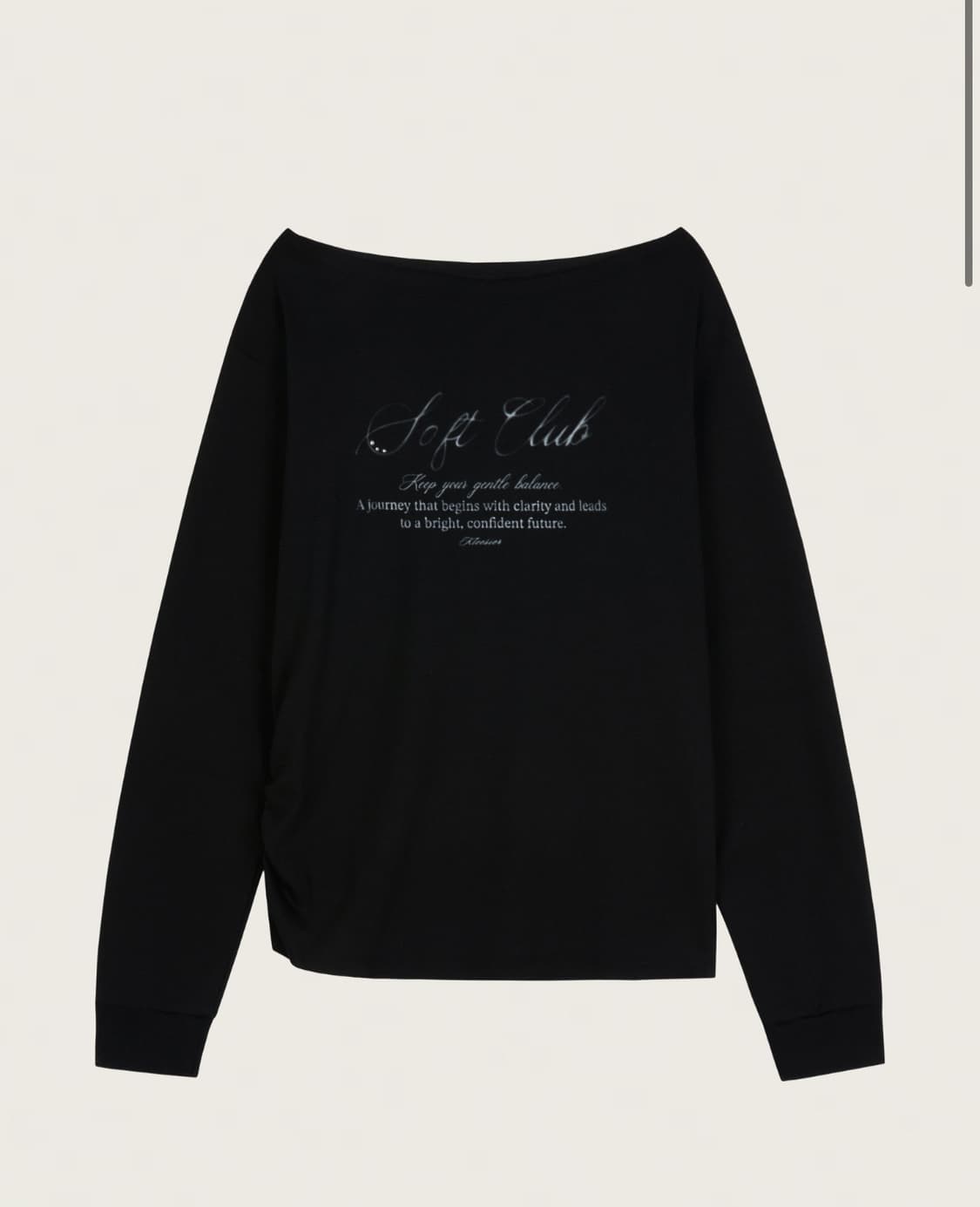 클리시어 소프트클럽 원숄더 스웻셔츠 블랙 상품이미지1