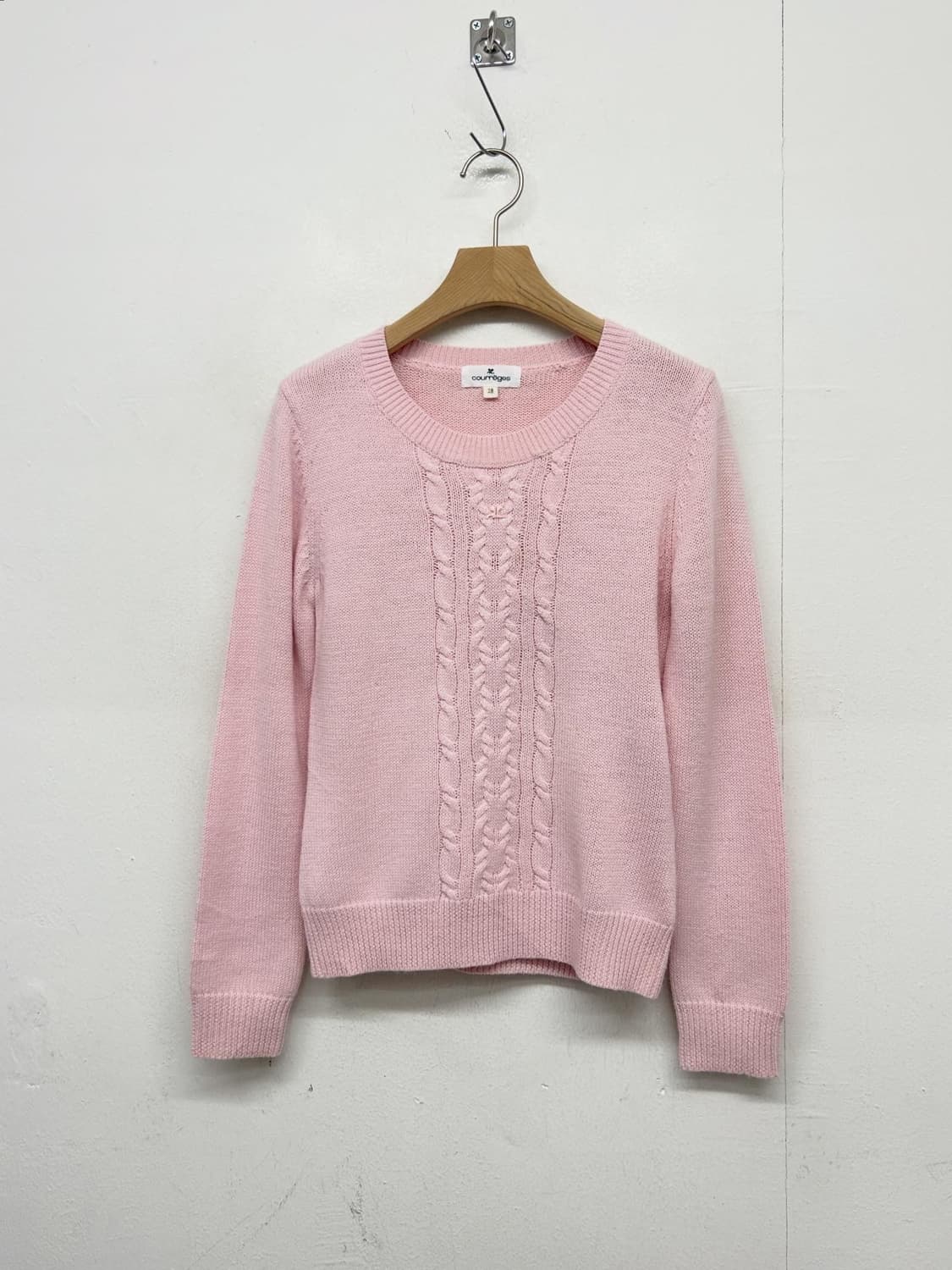 VTG Courreges 꾸레쥬 핑크 케이블 니트 상품이미지1