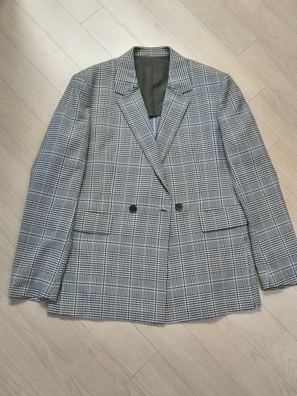 브랜드 울 체크 더블 브레스트 자켓 상품이미지1