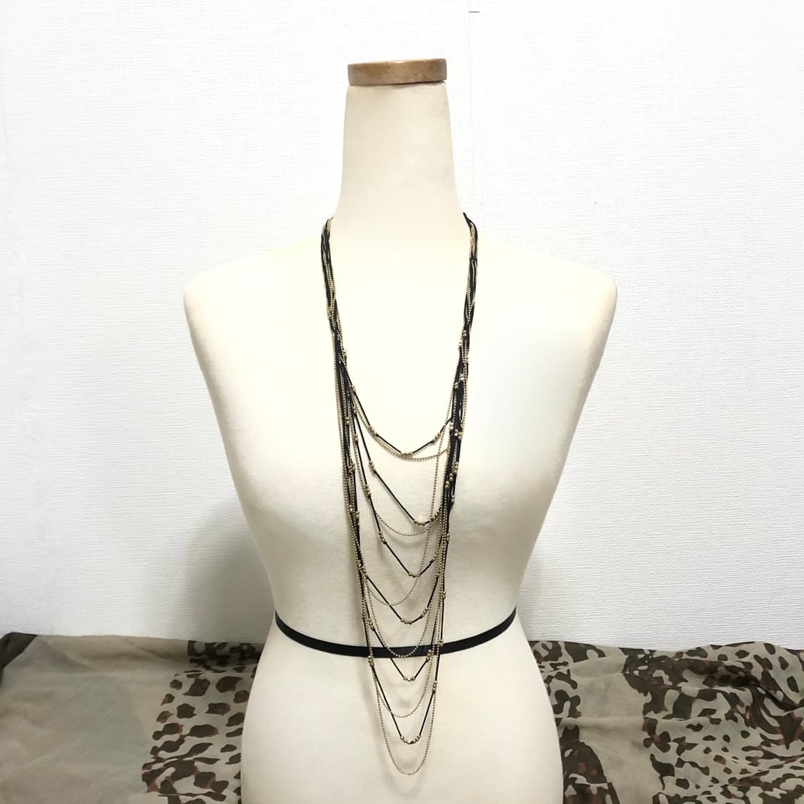 빈티지 골드 블랙 레이어드 드롭 롱목걸이 갸루 펑크 긱시크 상품이미지2