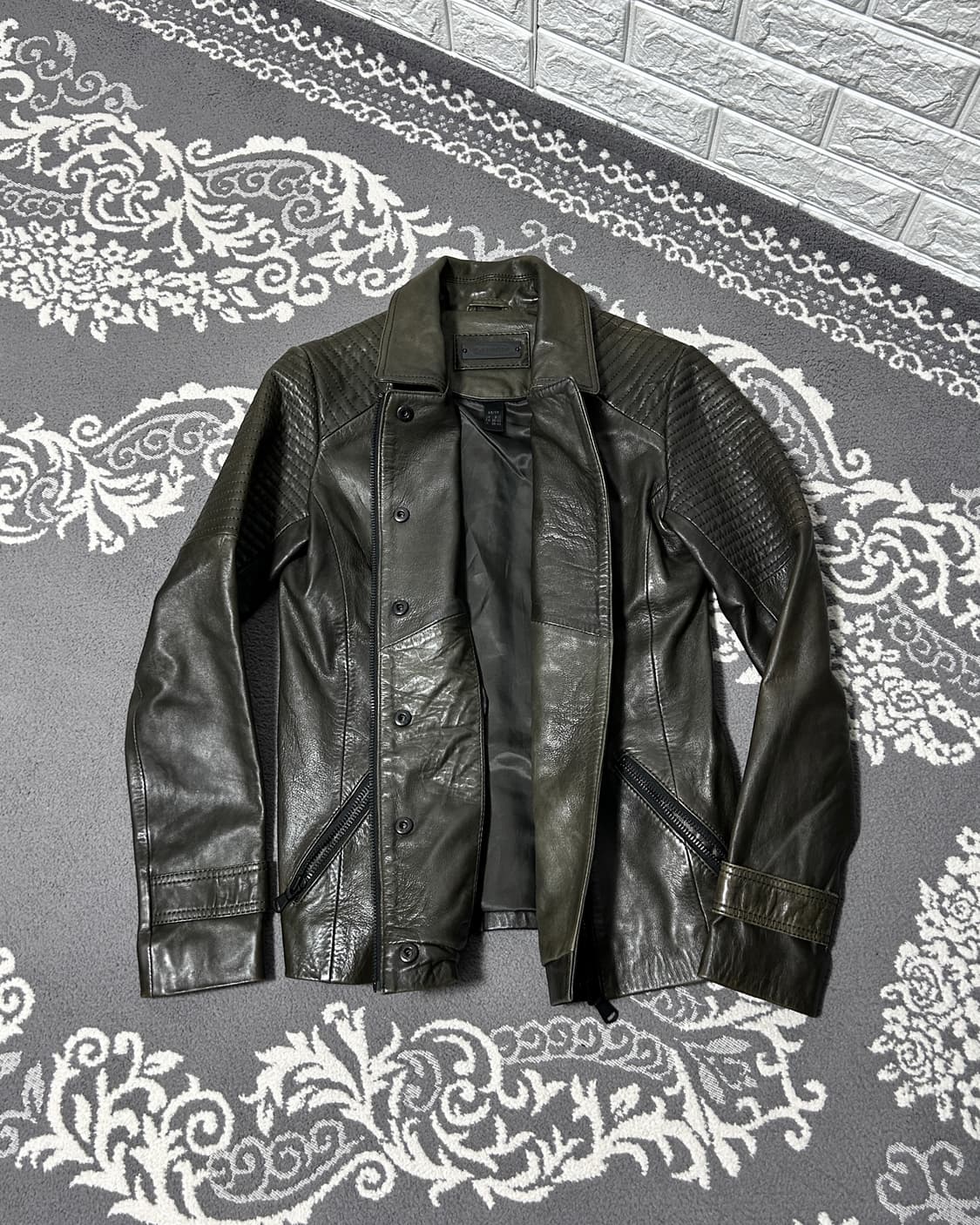 더블 버튼 레더 자켓 상품이미지2