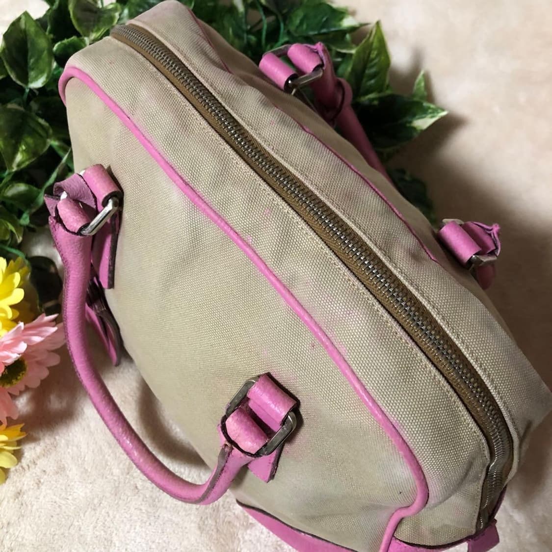 프라다 아카이브 캔버스 레더 볼링백 y2k 상품이미지4