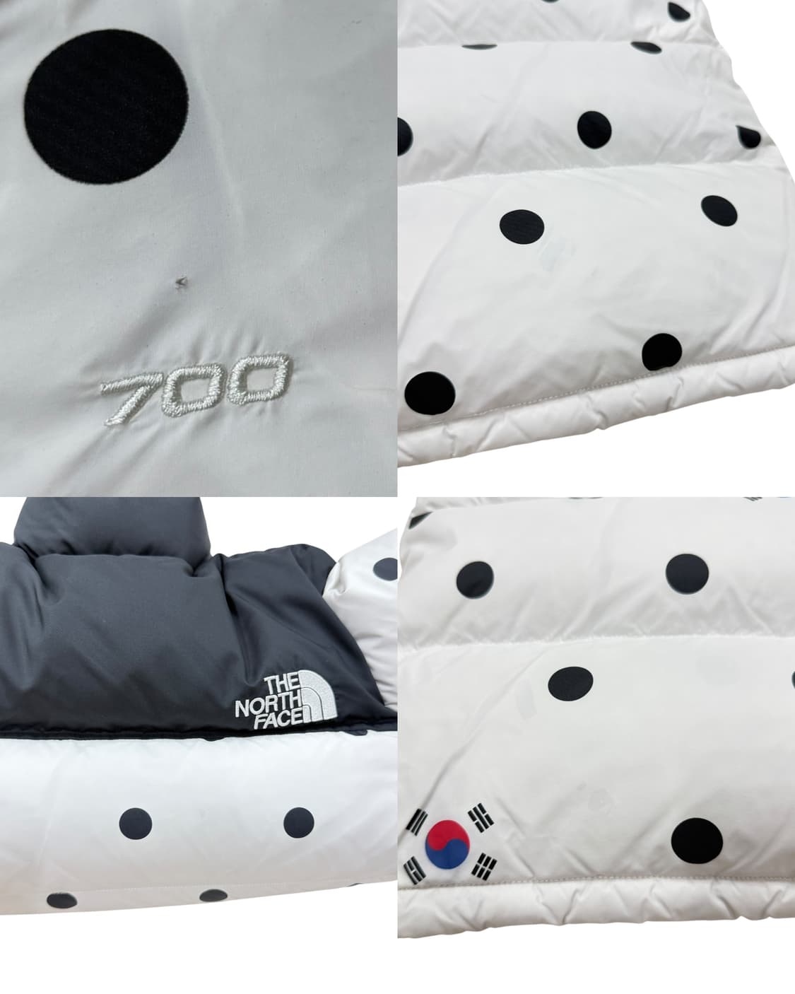 노스페이스 해외판 한정판 도트 땡땡이 태극기 코리아 눕시700패딩 화이트 상품이미지9