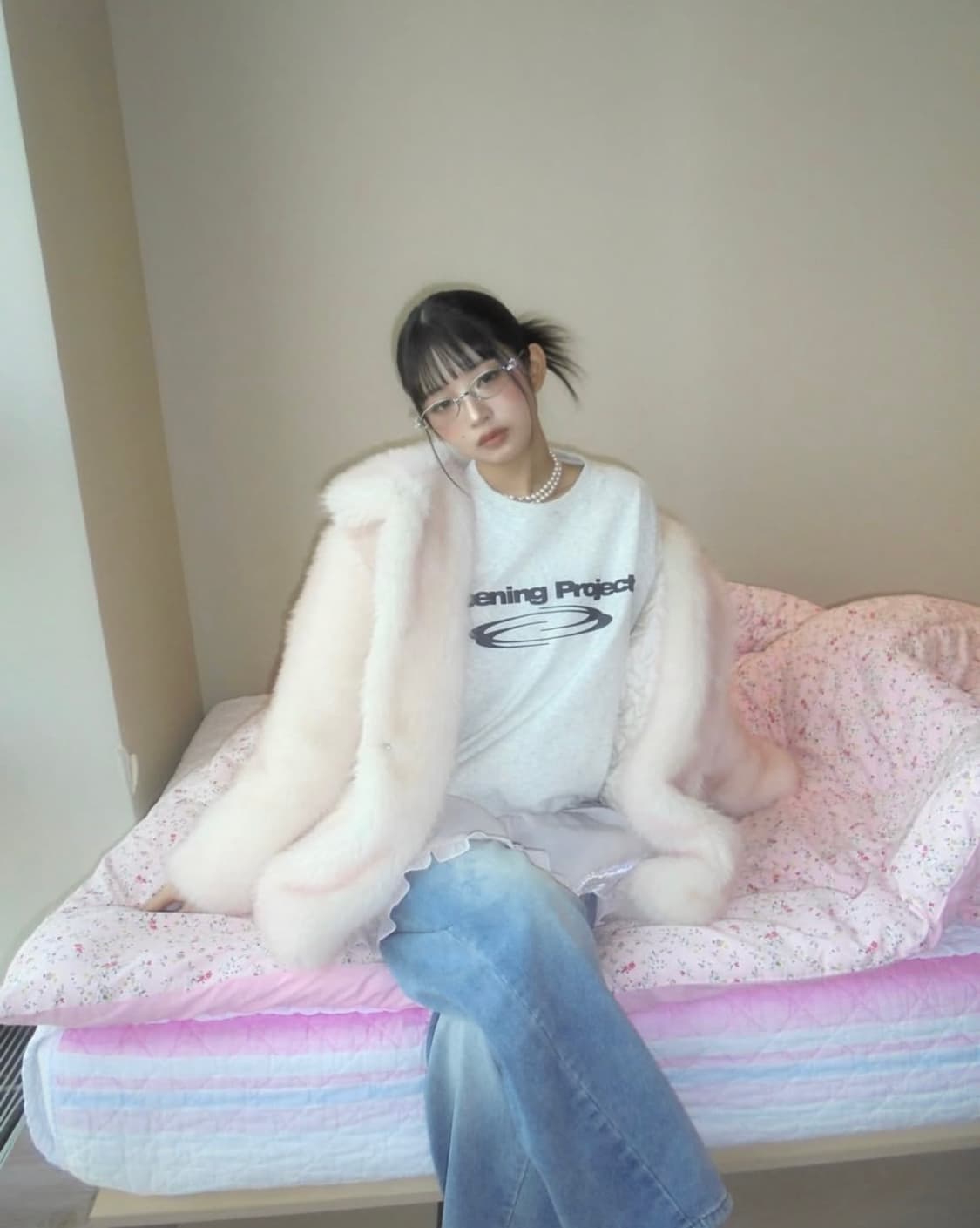 [택O, 아이브 레이 착용] 포그던 헤이즈 퍼 자켓 핑크 상품이미지2