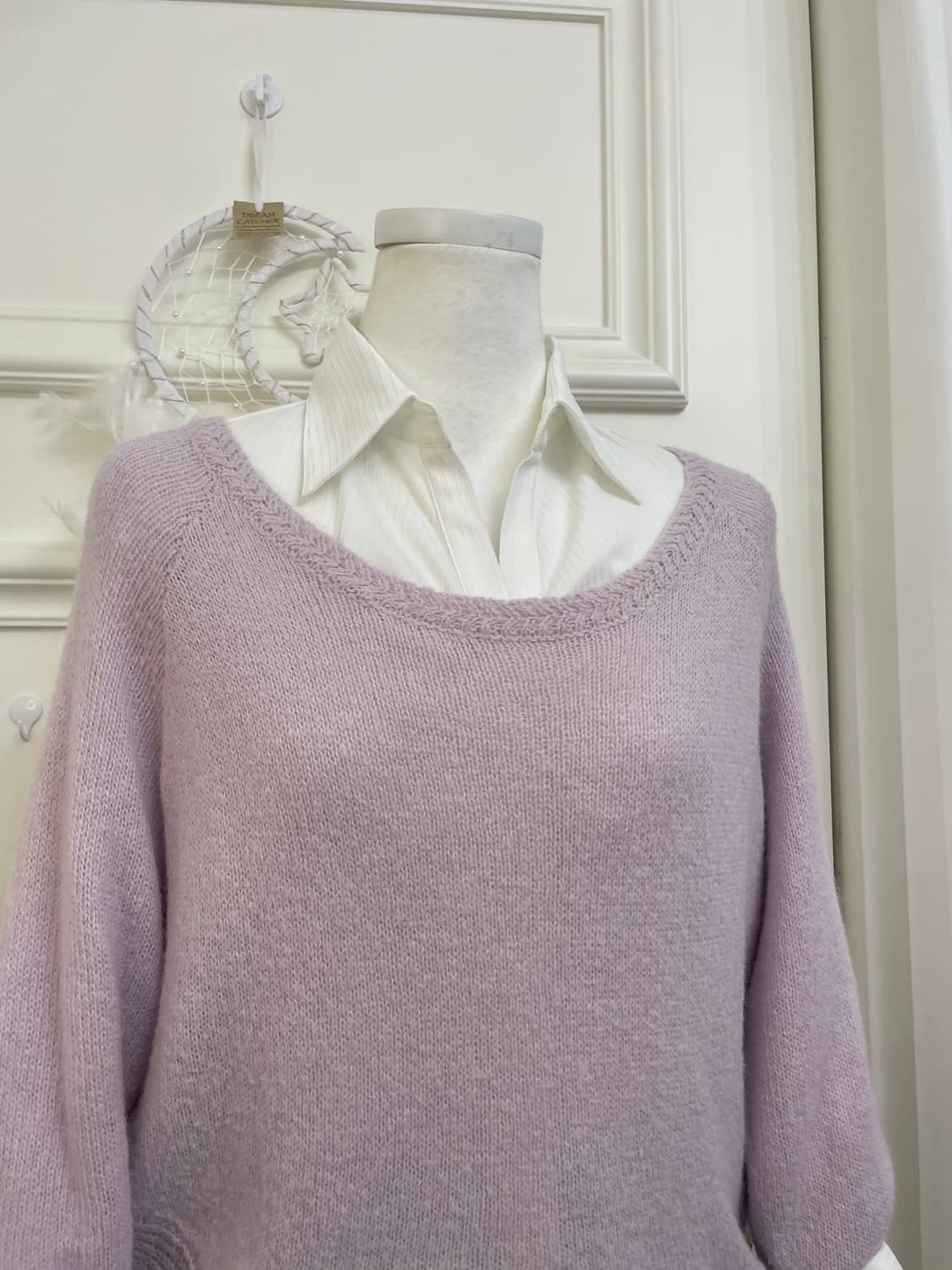 lavender alpaca loose sweater&white shir 상품이미지6
