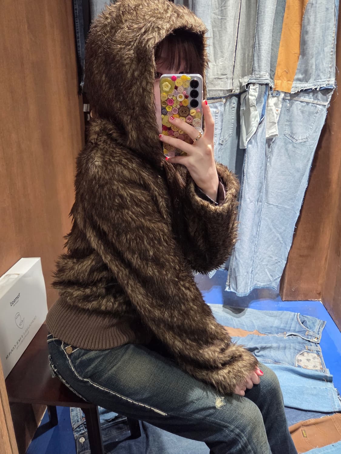 massive Y2K 갸루 플리스 후드 자켓 상품이미지2